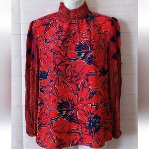 Anthropologie Blank London Red floral Pullover Long Sleeve Top 118.00